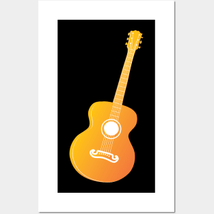 Orange Acoustic guitar Posters and Art